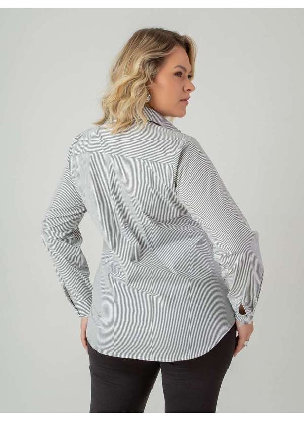 Susie Modas - Camisa Oversized Listrada Feminino Preto 2