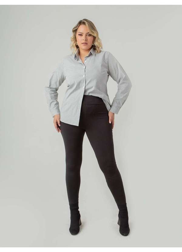 Susie Modas - Camisa Oversized Listrada Feminino Preto 5