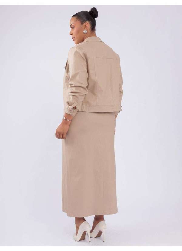 Susie Modas - Jaqueta Glitter Resinada c/ Botão Bege 3