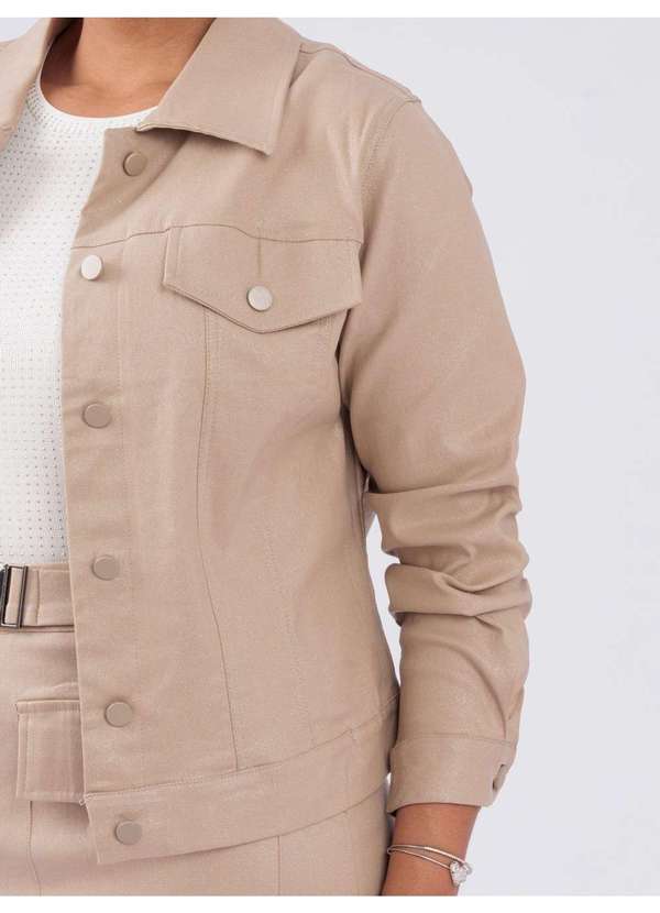 Susie Modas - Jaqueta Glitter Resinada c/ Botão Bege 2