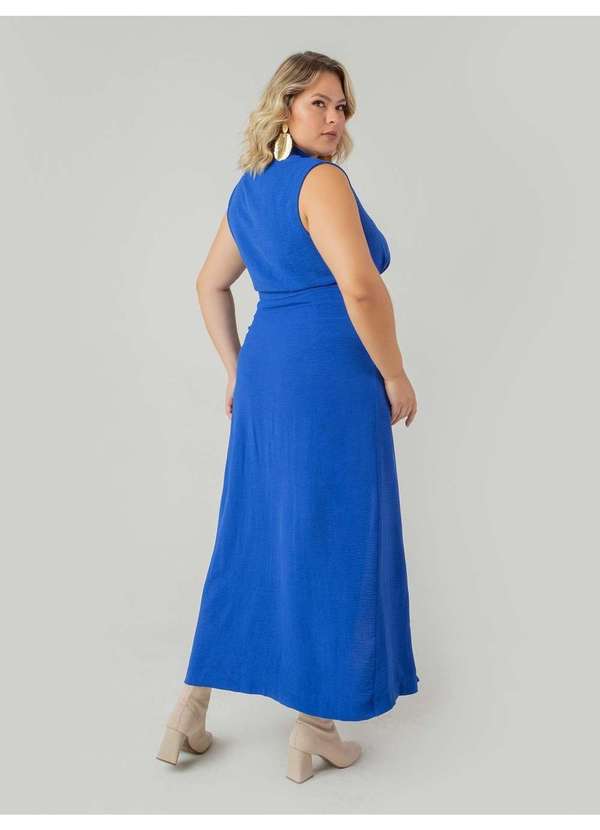 Susie Modas - Conjunto Cropped e Saia em Crepe Feminino Azul 2