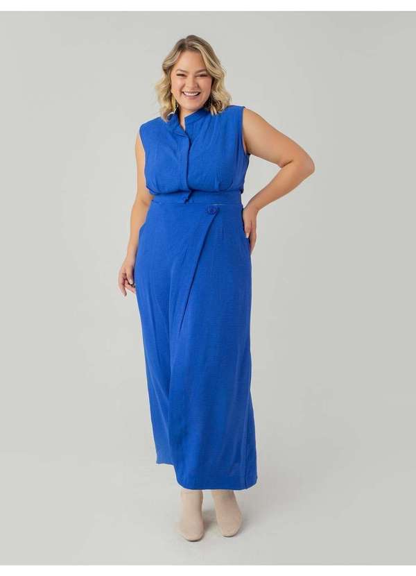 Susie Modas - Conjunto Cropped e Saia em Crepe Feminino Azul 5