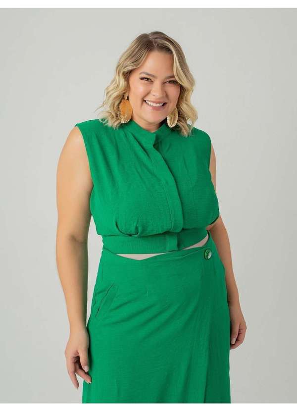 Susie Modas - Conjunto Cropped e Saia em Crepe Feminino Verde 4