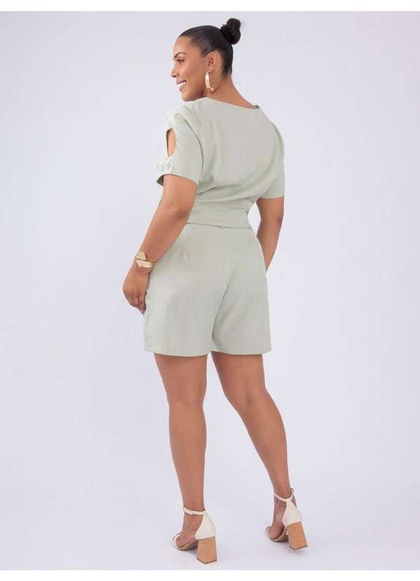 Susie Modas - Conjunto Blusa Shorts Alfaiataria Verde 3