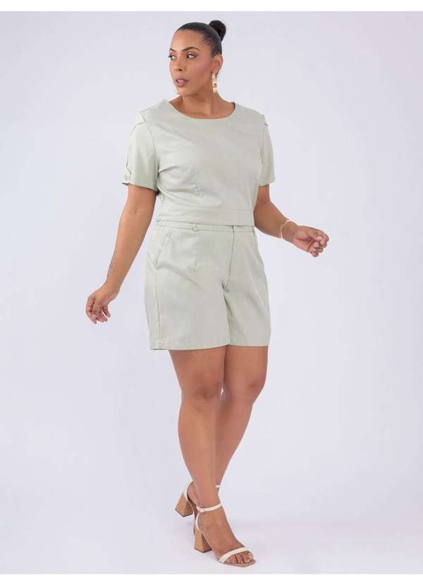 Susie Modas - Conjunto Blusa Shorts Alfaiataria Verde 5