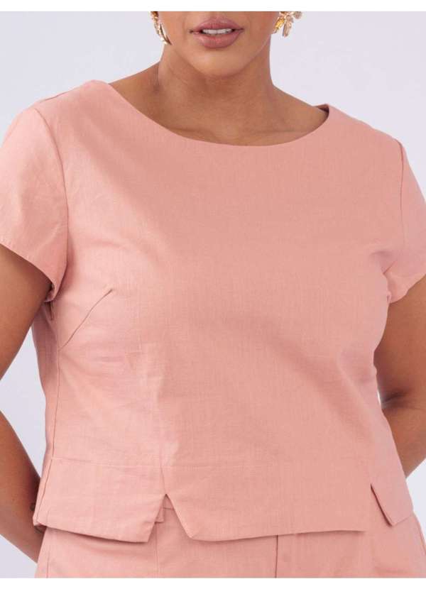 Susie Modas - Conjunto Blusa Shorts Plus Basico Rosa 2