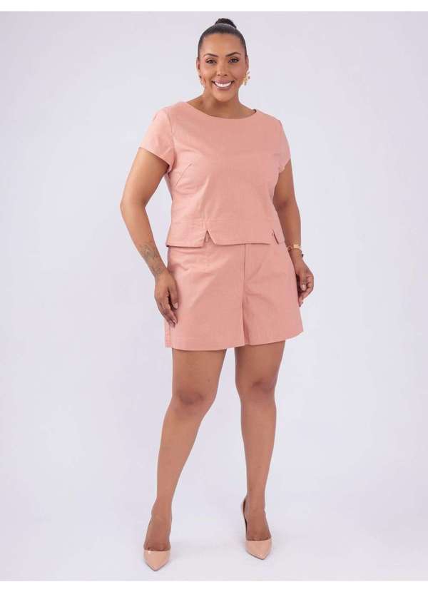 Susie Modas - Conjunto Blusa Shorts Plus Basico Rosa 5