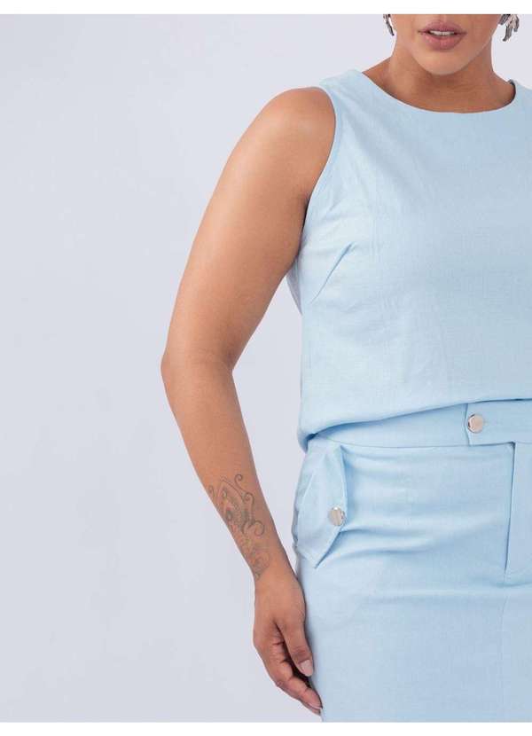 Susie Modas - Conjunto Camisa Saia Algodão Azul 3