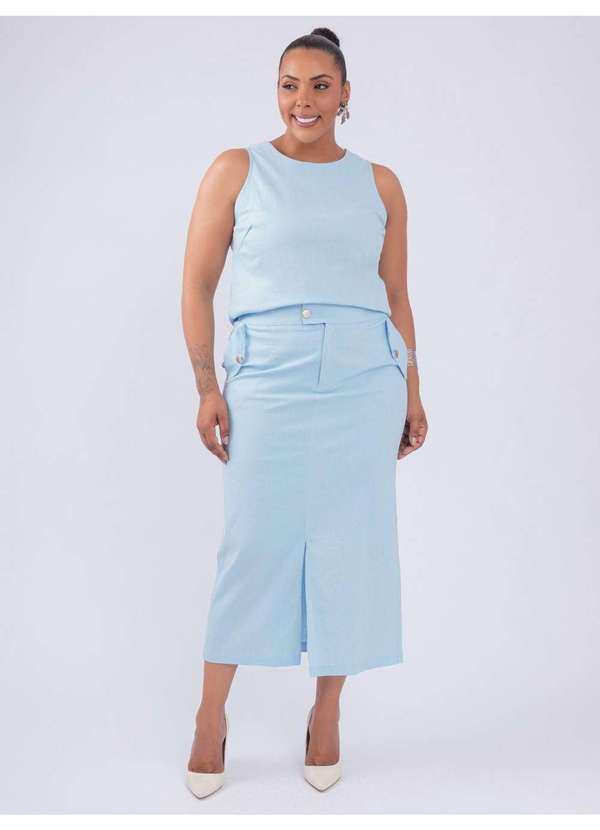 Susie Modas - Conjunto Camisa Saia Algodão Azul 5