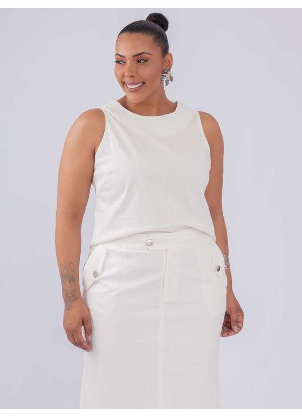 Susie Modas - Conjunto Camisa Saia Algodão Branco 4