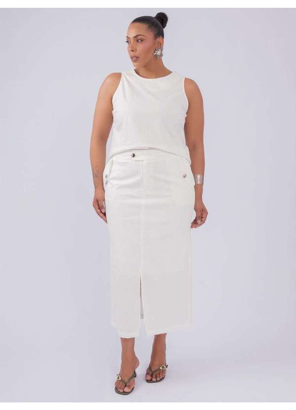 Susie Modas - Conjunto Camisa Saia Algodão Branco 5