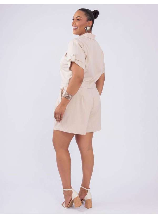 Susie Modas - Conjunto Camisa Shorts Strass Bege 2