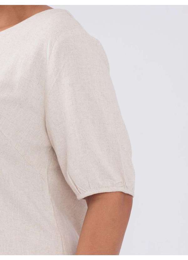 Susie Modas - Conjunto Linho Blusa Shorts Bege 3