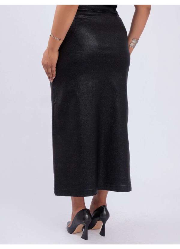 Susie Modas - Saia Glitter Resinada Longa Preto 3