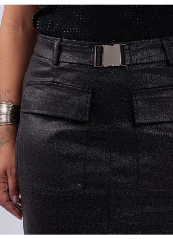 Susie Modas - Saia Glitter Resinada Longa Preto 2