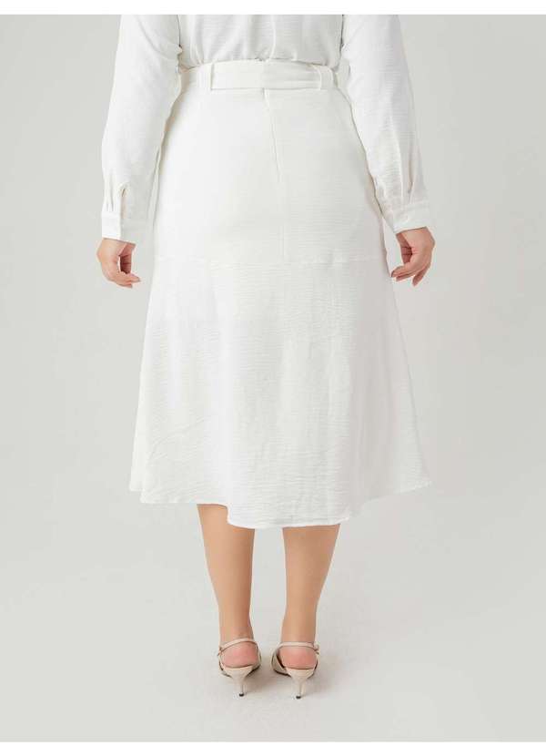 Susie Modas - Saia Midi Crepe Heavy Flow Bolso Feminino Branco 2