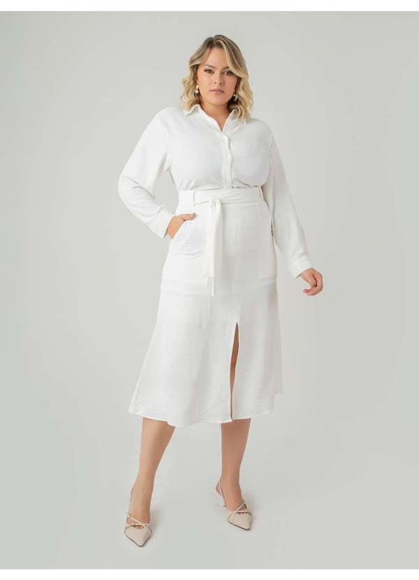 Susie Modas - Saia Midi Crepe Heavy Flow Bolso Feminino Branco 4