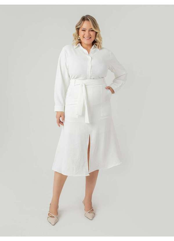 Susie Modas - Saia Midi Crepe Heavy Flow Bolso Feminino Branco 5