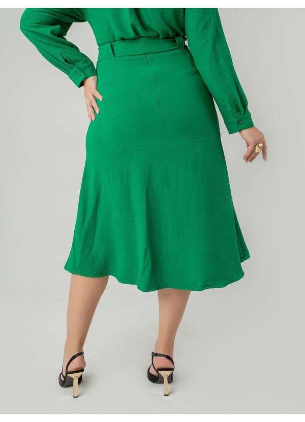 Susie Modas - Saia Midi Crepe Heavy Flow Bolso Feminino Verde 2