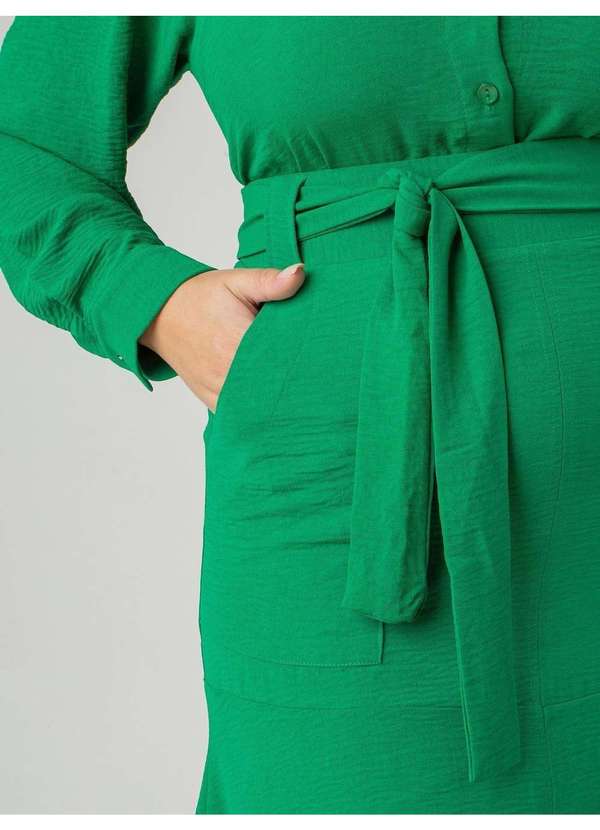 Susie Modas - Saia Midi Crepe Heavy Flow Bolso Feminino Verde 3