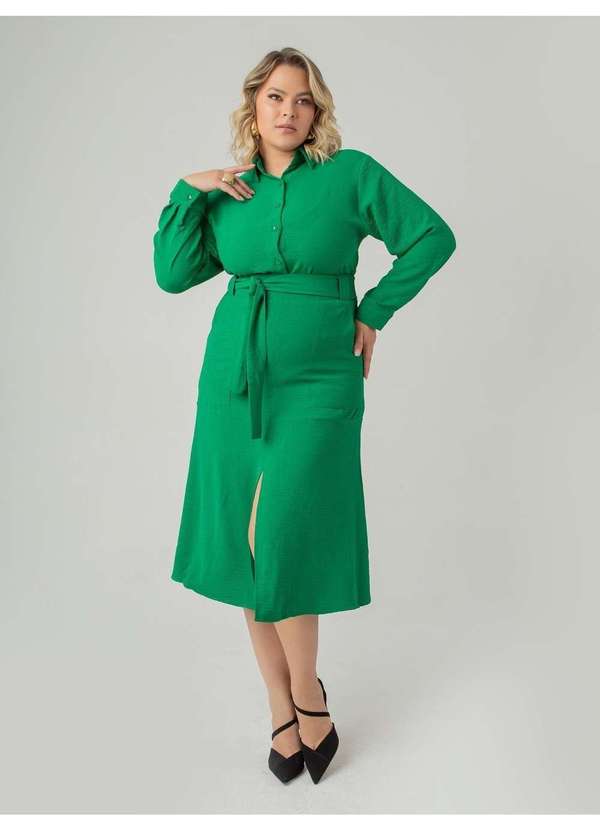 Susie Modas - Saia Midi Crepe Heavy Flow Bolso Feminino Verde 4