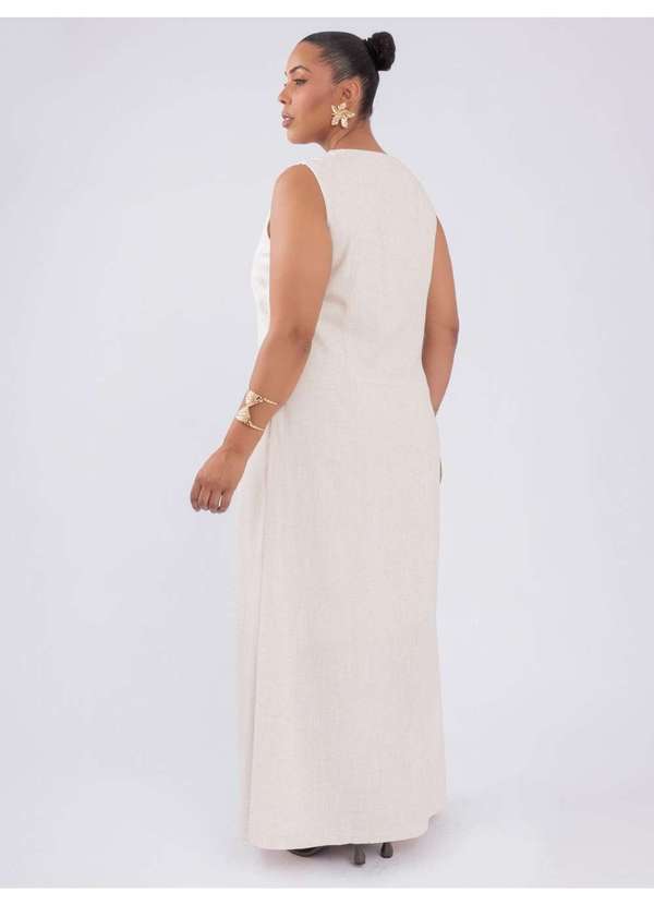 Susie Modas - Vestido Decote V Bege 2