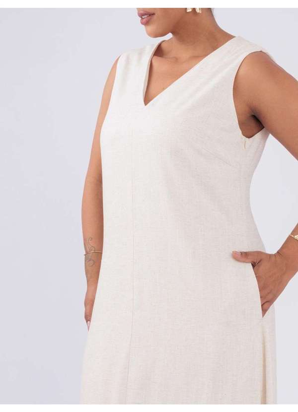 Susie Modas - Vestido Decote V Bege 3