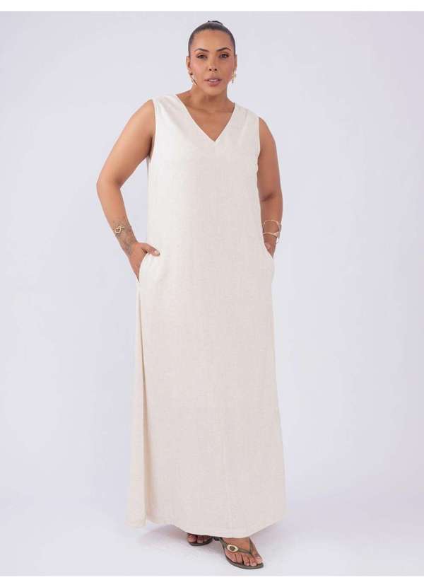 Susie Modas - Vestido Decote V Bege 5