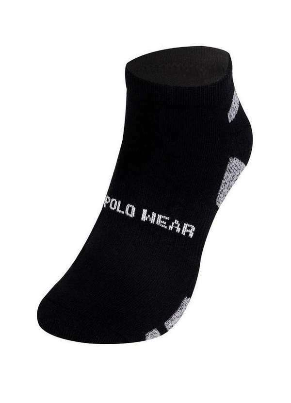 Polo Wear - Kit 3 pares de Meias Atoalhadas Cano Curto Polo Wear Preto Preto