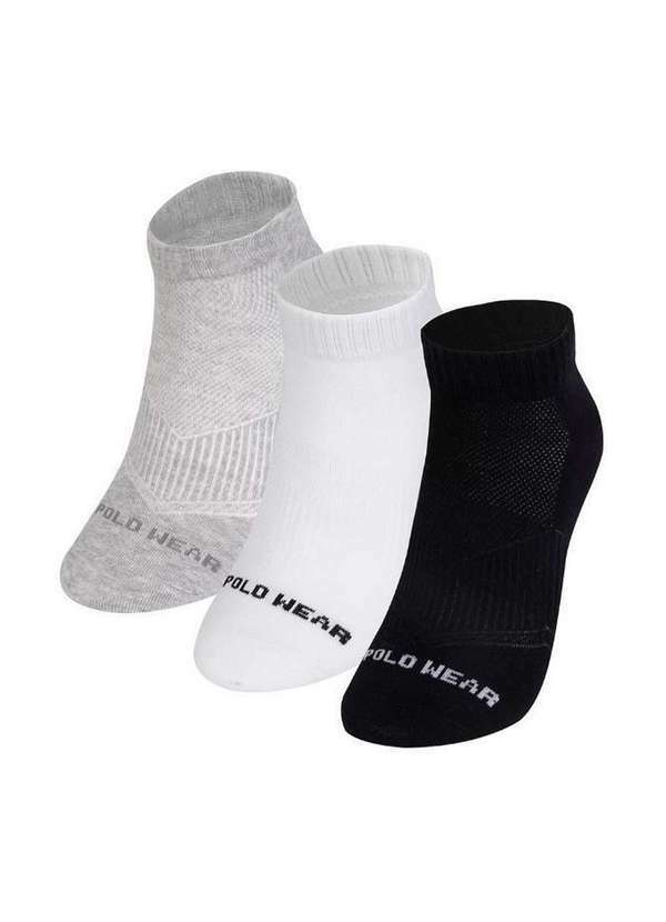 Polo Wear - Kit 3 pares de Meias Cano Curto Polo Wear Sortido Sortido