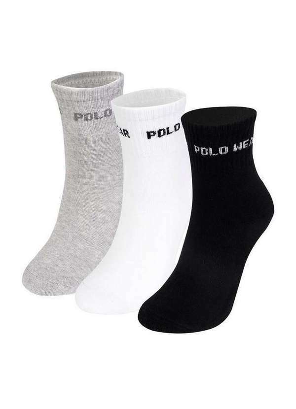Polo Wear - Kit 3 pares de Meias Femininas Cano Alto Polo Wear Sortido Sortido