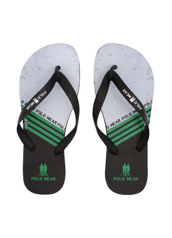 Polo Wear - Chinelo Masculino Borracha Listras Polo Wear Preto Preto