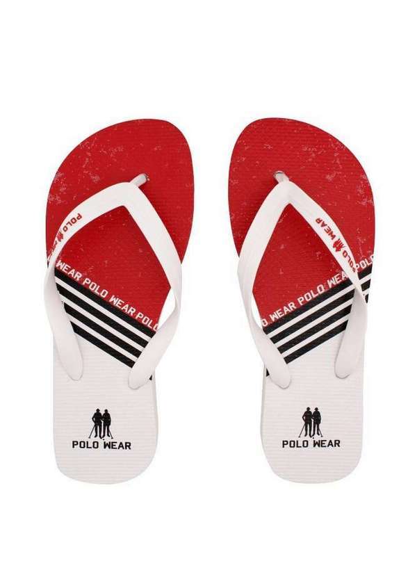 Polo Wear - Chinelo Masculino Borracha Listras Polo Wear Vermelho Médio Vermelho Médio