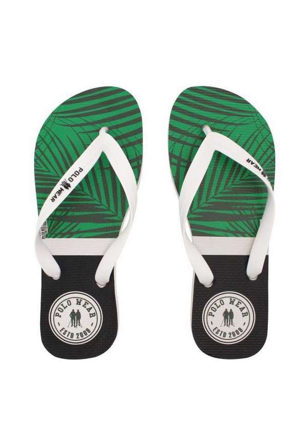 Polo Wear Chinelo Masculino Estampa Tropical Polo Wear Verde Claro Verde  Claro