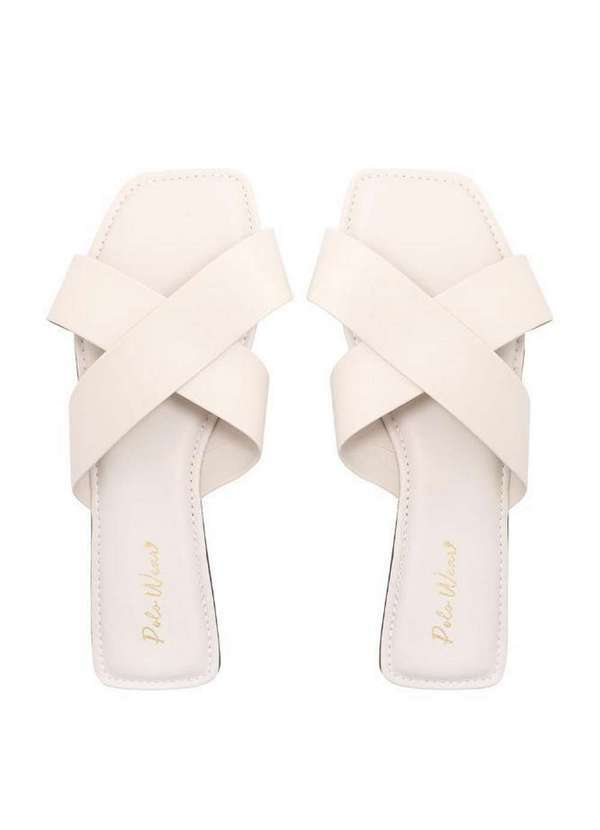 Polo Wear - Rasteirinha de Bico Quadrado Feminina Polo Wear Bege Claro Bege Claro
