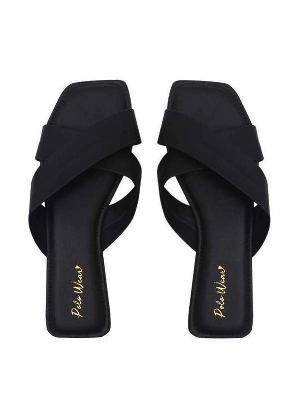 Polo Wear - Rasteirinha de Bico Quadrado Feminina Polo Wear Preto Preto
