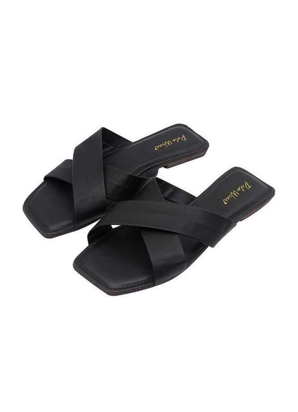 Polo Wear Rasteirinha de Bico Quadrado Feminina Polo Wear Preto Preto