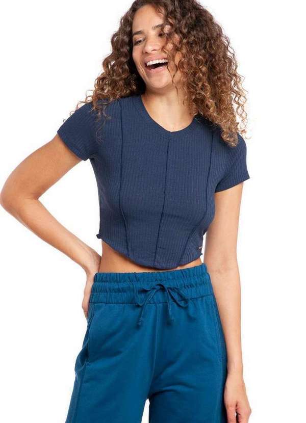 Polo Wear - Blusa Feminina Canelada Polo Wear Azul Escuro Azul Escuro