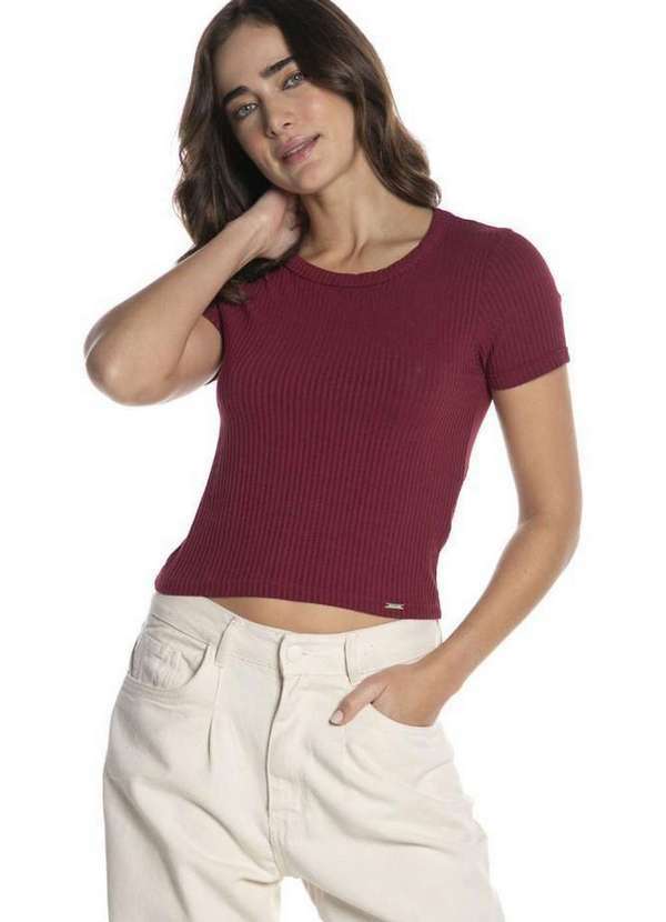 Polo Wear - Blusa Feminina Canelada Polo Wear Vermelho Escuro Vermelho Escuro