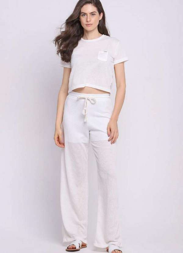 Polo Wear - Blusa Feminina Curta Textura Polo Wear Branco Branco 3