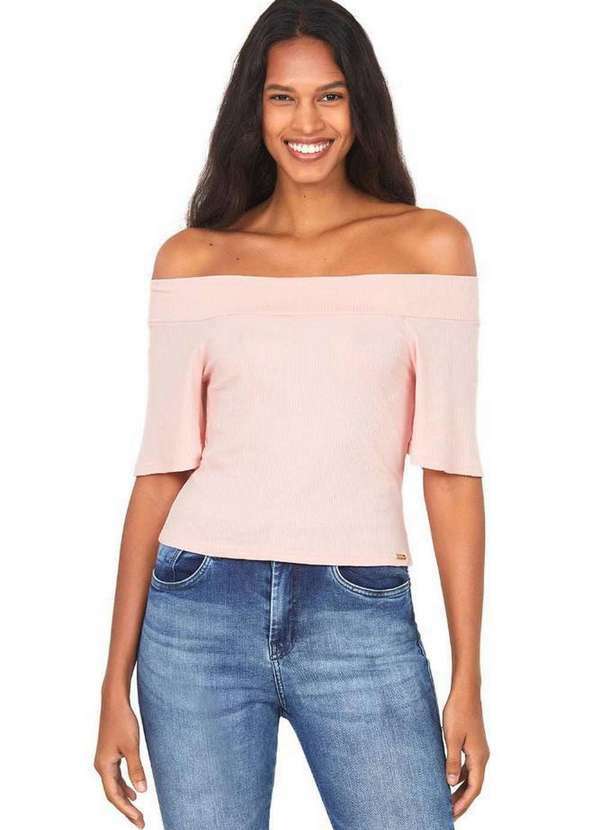 Polo Wear - Blusa Feminina Fashion Ombro a Ombro Polo Wear Rosa Médio Rosa Médio