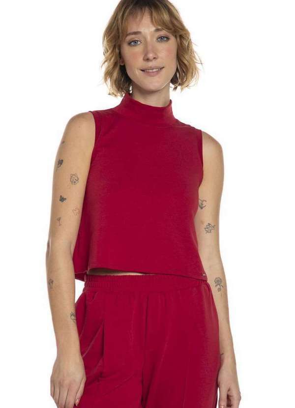 Polo Wear - Blusa Feminina Gola Alta Polo Wear Vermelho Escuro Vermelho Escuro