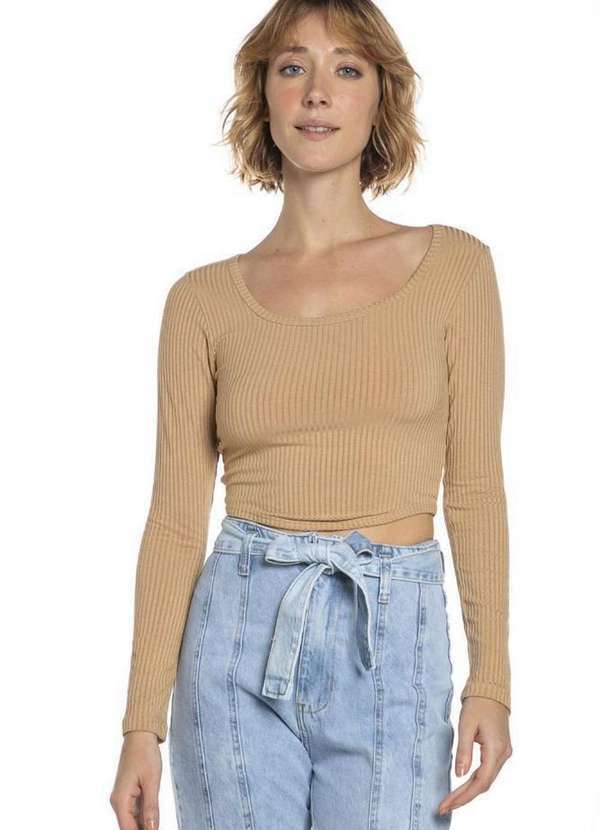 Polo Wear - Blusa Feminina Manga Longa Polo Wear Bege Médio Bege Médio