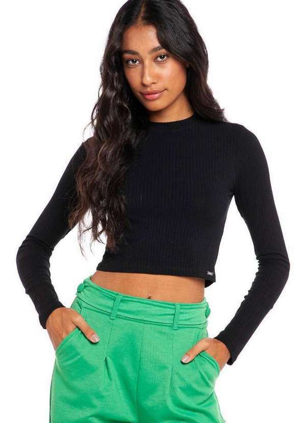 Polo Wear - Blusa Feminina Manga Longa Polo Wear Preto Preto