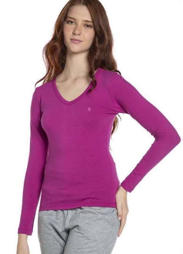 Polo Wear - Blusa Feminina Manga Longa Polo Wear Roxo Escuro Roxo Escuro