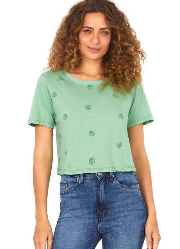 Polo Wear - Camiseta Curta Feminina Malha Conchas Polo Wear Verde Médio Verde Médio