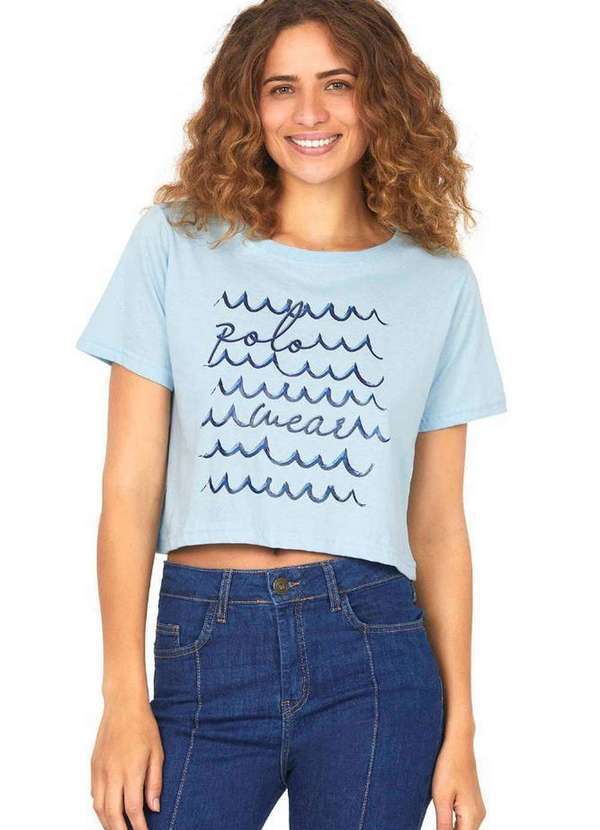 Polo Wear - Camiseta Curta Feminina Malha Ondas Polo Wear Azul Claro Azul Claro