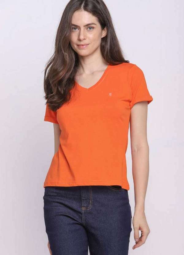Polo Wear - Camiseta Feminina Algodão Básica Polo Wear Laranja Médio Laranja Médio