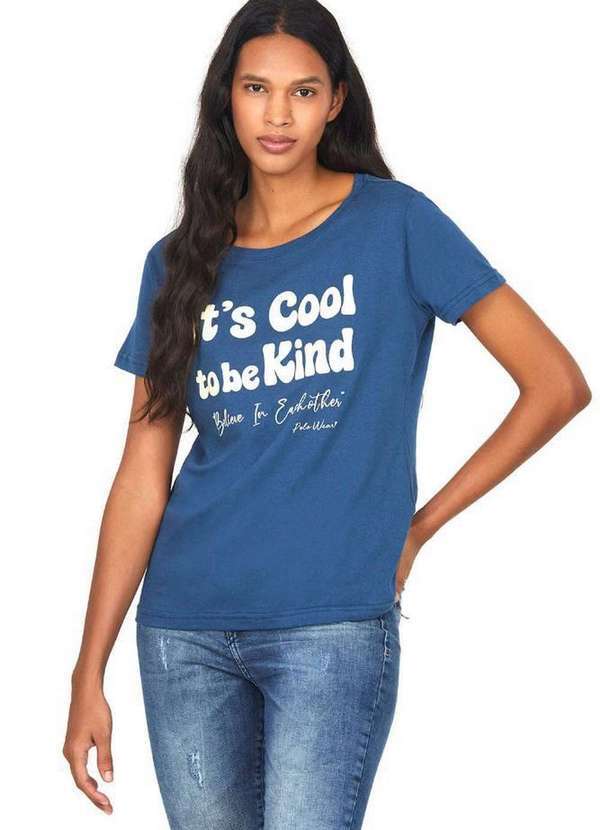 Polo Wear - Camiseta Feminina Cool To Be King Polo Wear Azul Escuro Azul Escuro