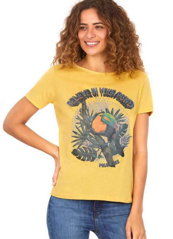 Polo Wear - Camiseta Feminina Estampa Tucano Polo Wear Amarelo Escuro Amarelo Escuro